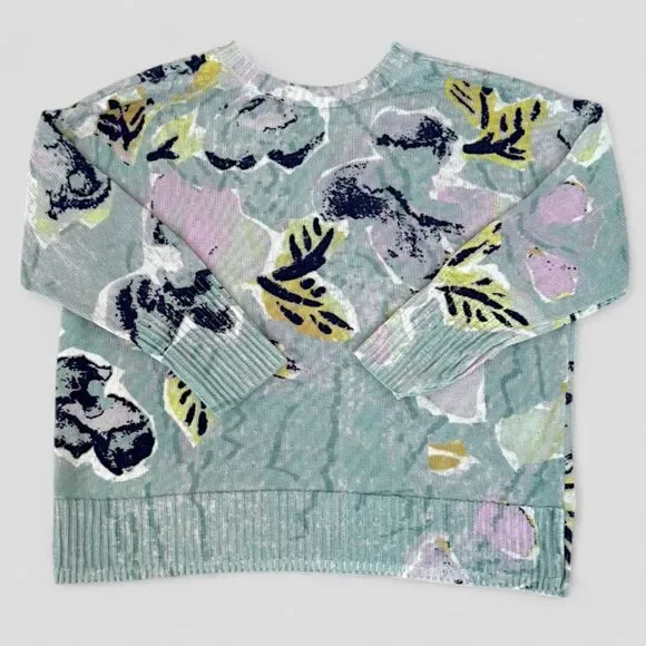 Nic + Zoe Women's Greenhouse Garden Sweater Blue Cotton V-Neck Size XL - Picture 3 of 11